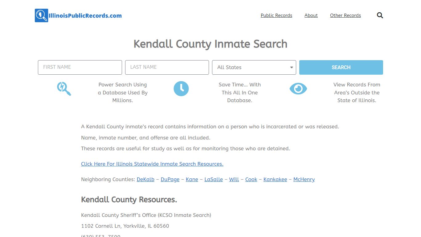 Kendall County Inmate Search - KCSO IL Current & Past Jail Records
